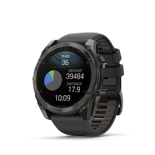 Garmin fenix® 8 – 47 mm, Solar Sapphire Sapphire carbon gray DLC titanium with black/pebble gray silicone