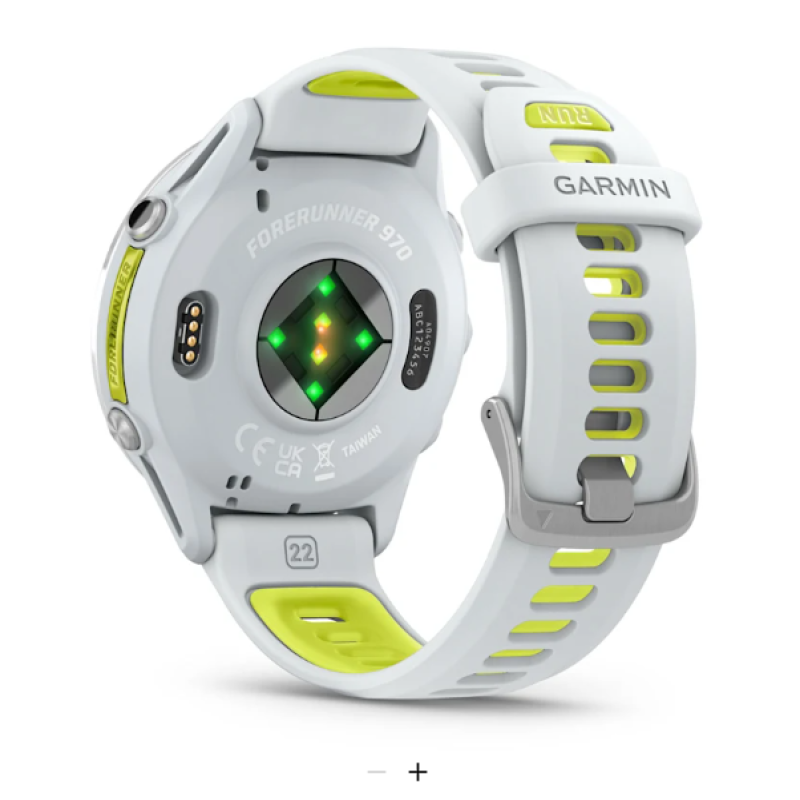 Garmin Forerunner® 970 Titanium with Whitestone Case and Whitestone/Translucent Amp Yellow Band