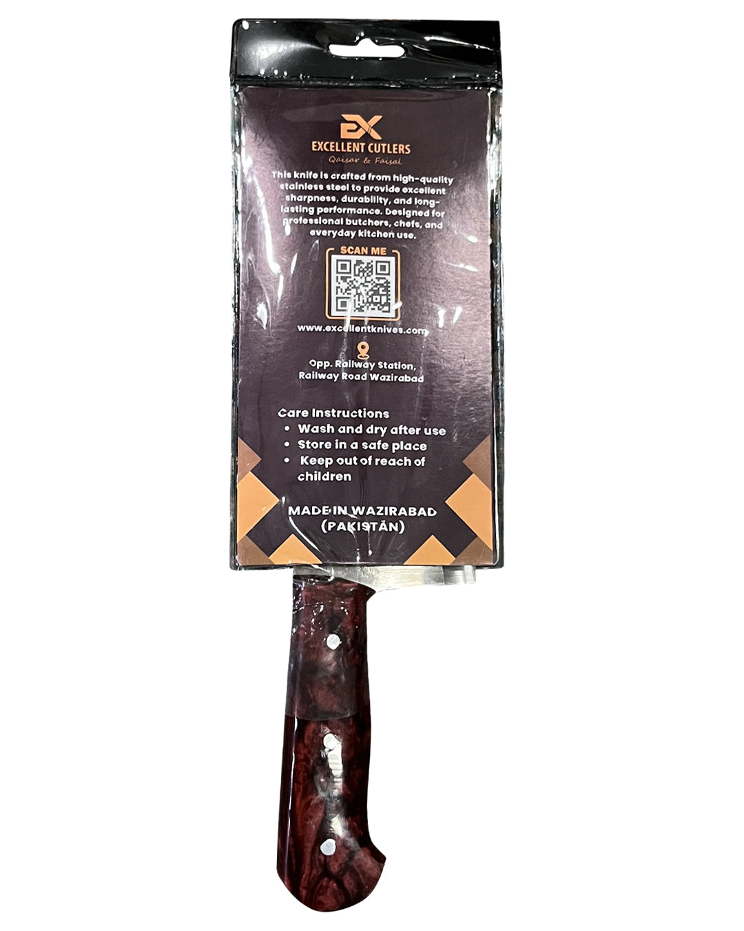 Excellent Cutlers Heavy Duty Mini Cleaver Chopper Knife - 6" (Brown Marble Handle)