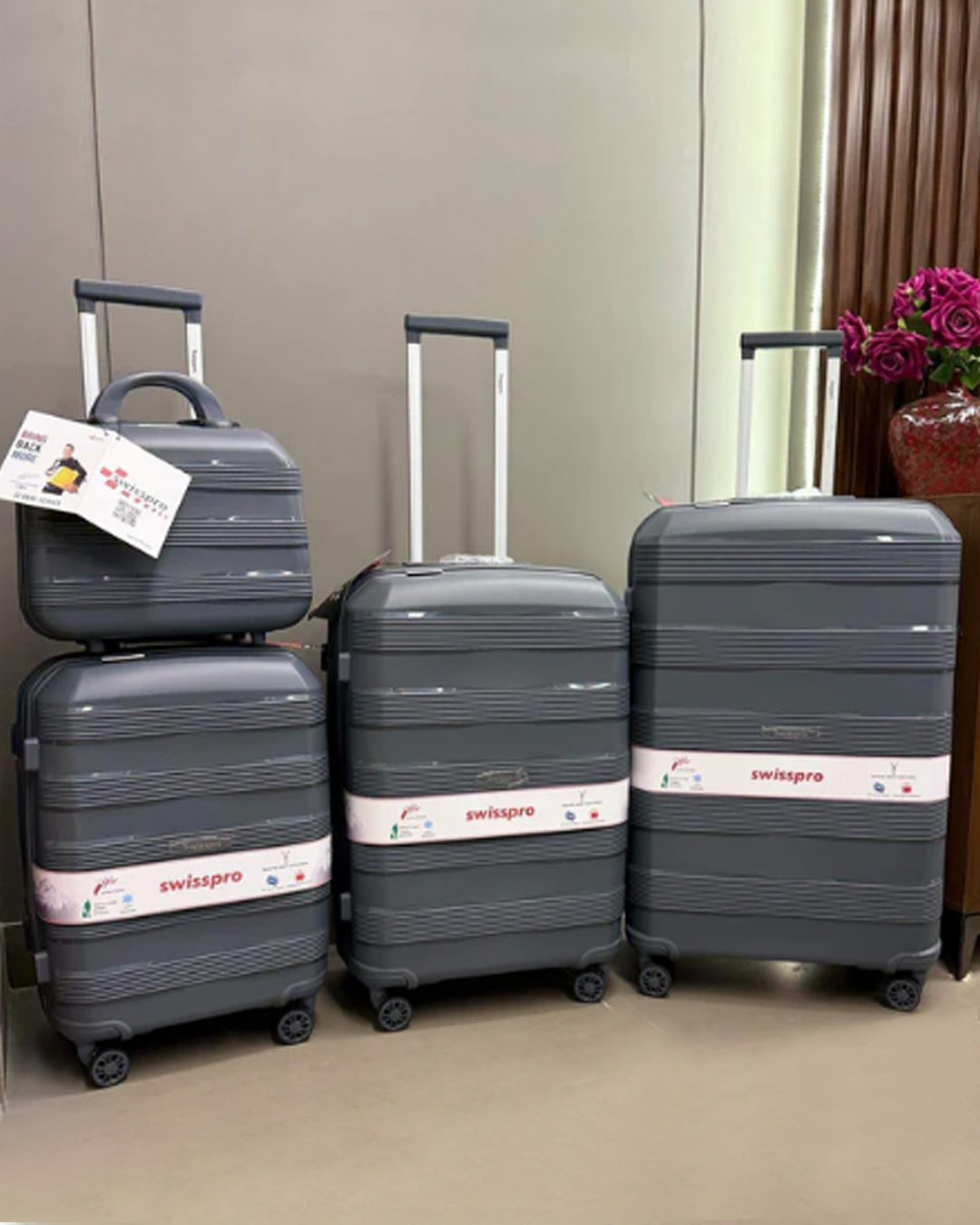 4pcs Set Luggage By Swiss Pro Gray