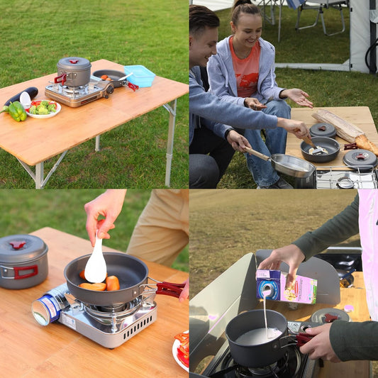 Hard Anodized Aluminum Foldable Camping Cookware 17 Pcs