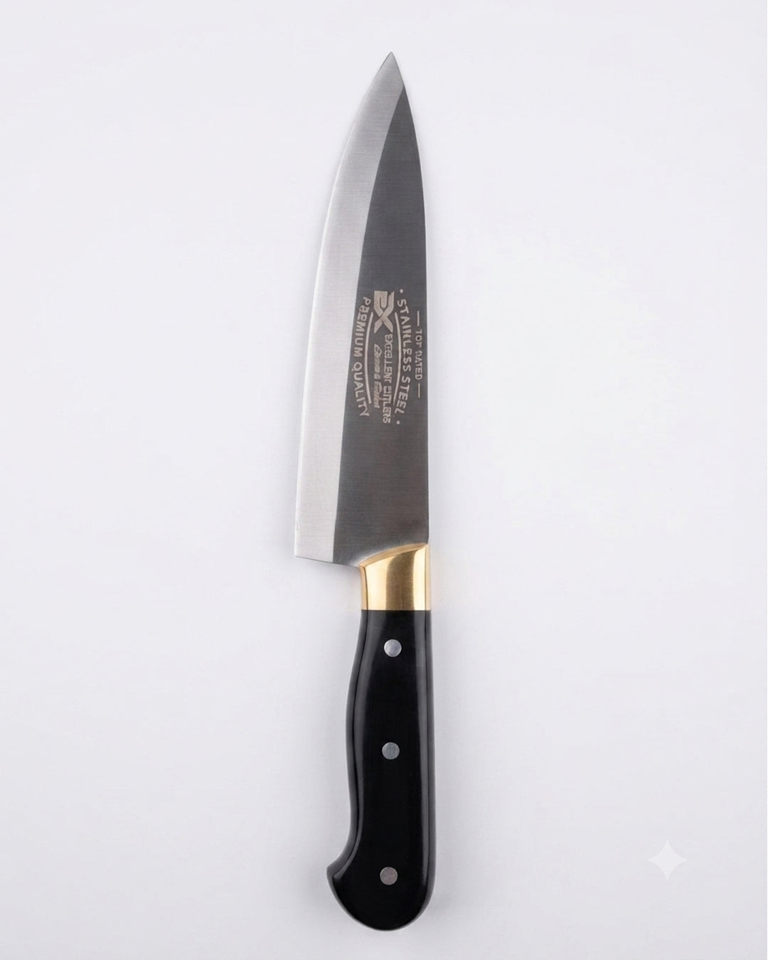 Professional Stainless Steel Chef's Knife - Ergonomic Black Handle