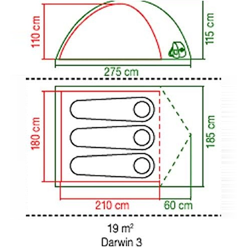 Coleman Darwin 3 Tent, Compact 3 Man Dome Tent, Green/Grey