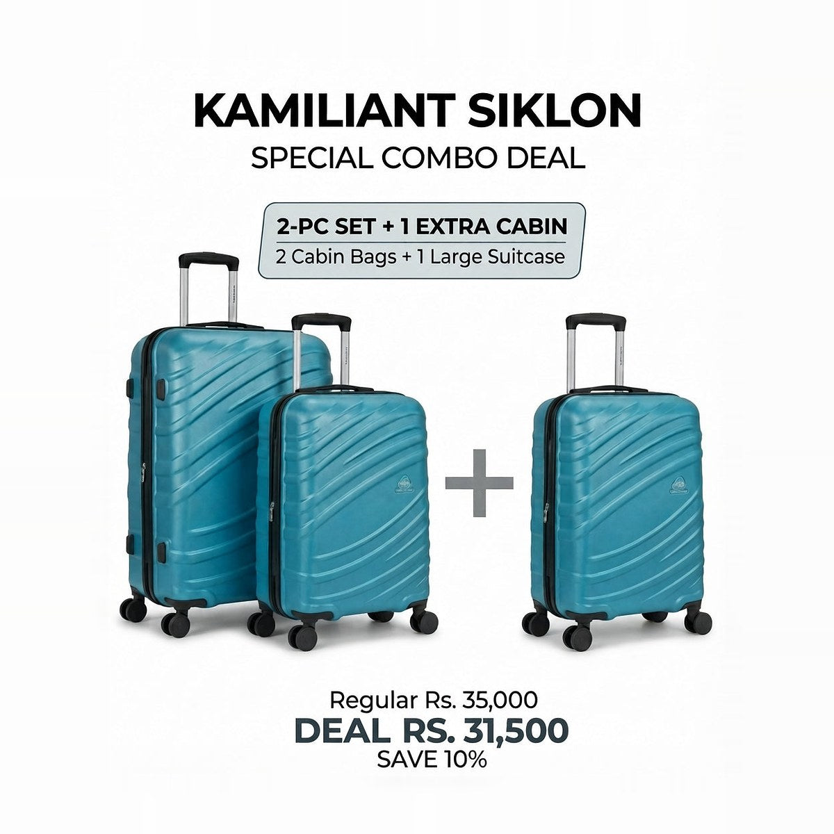 Kamiliant Siklon Luggage Combo – 2 Pc Set + Extra Cabin Bag | Save 10% (Limited Stock)