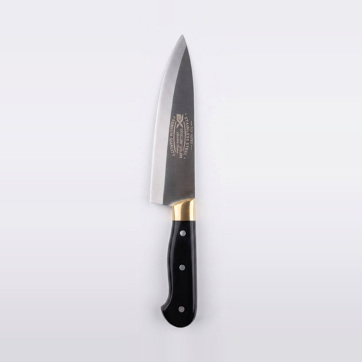 Professional Stainless Steel Chef's Knife - Ergonomic Black Handle