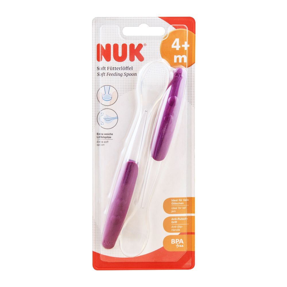 NUK Soft Feeding Spoon 4M+ __ 2 Pcs Baby Feeding Spoons