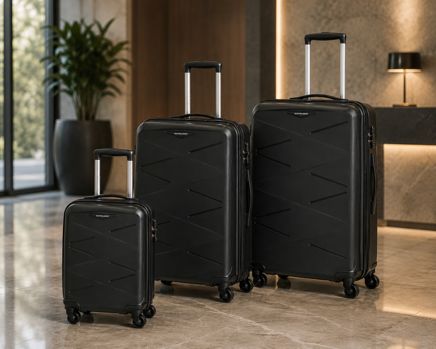 Kamiliant Triprism 3-Piece Luggage Set – Hard Shell Spinner Suitcases (Small, Medium & Large)
