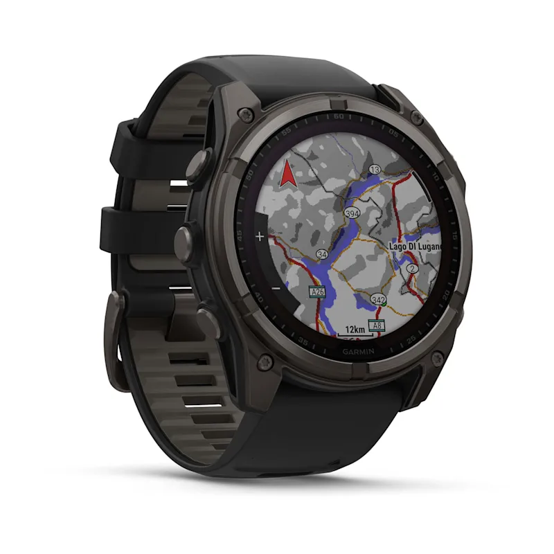 Garmin fenix® 8 – 51 mm, Solar, Sapphire Sapphire carbon gray DLC titanium with black/pebble gray silicone