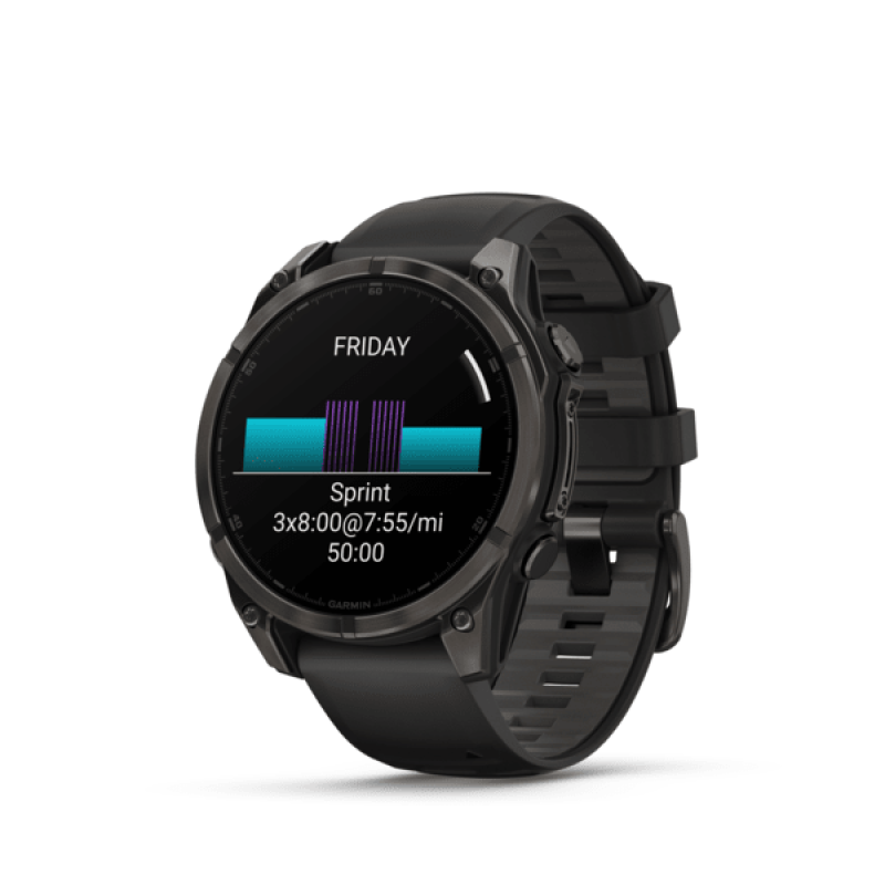 Garmin fenix® 8 – 47 mm, AMOLED Sapphire carbon gray DLC titanium with black/pebble gray silicone