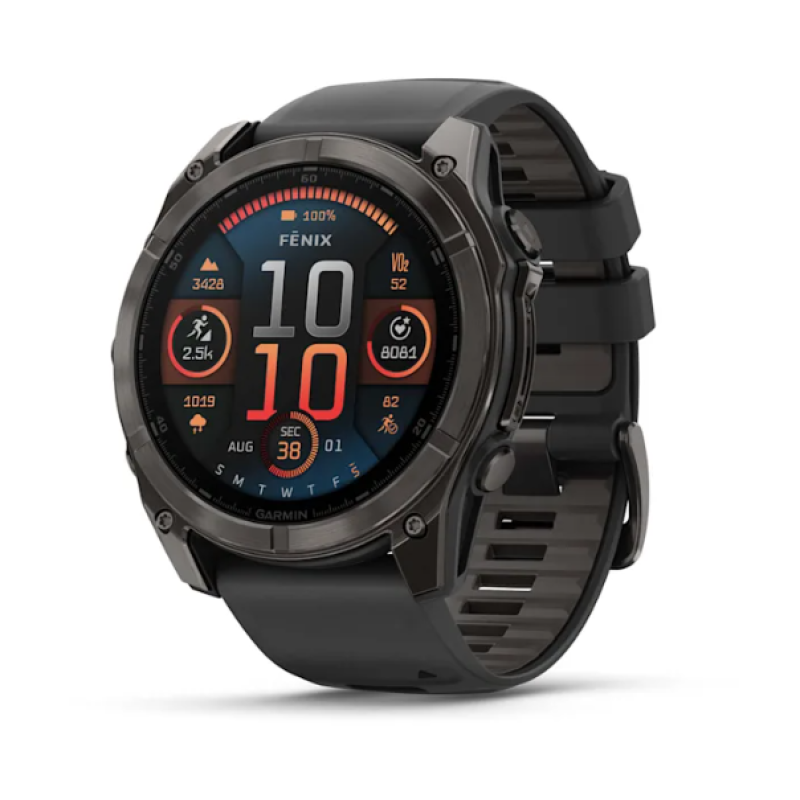 Garmin fenix® 8 – 47 mm, Solar Sapphire Sapphire carbon gray DLC titanium with black/pebble gray silicone
