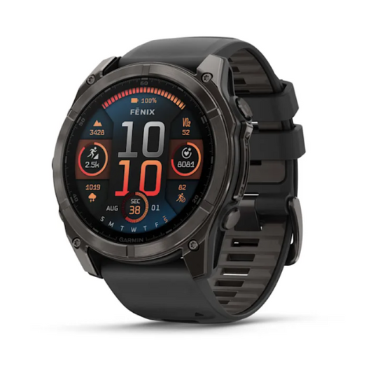 Garmin fenix® 8 – 47 mm, Solar Sapphire Sapphire carbon gray DLC titanium with black/pebble gray silicone
