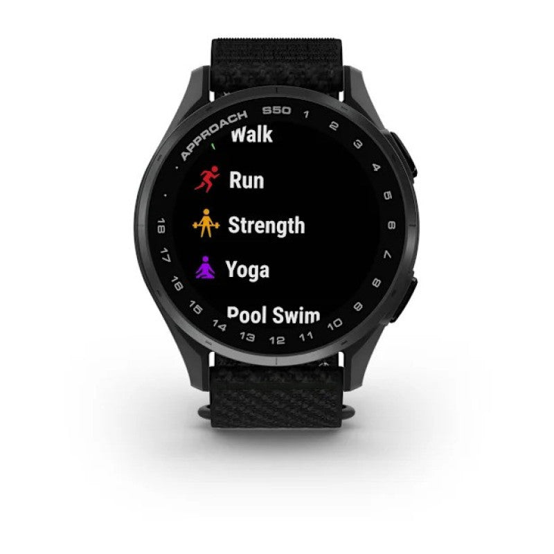 Garmin Approach® S50 Slate Aluminum Bezel with Black ComfortFit Nylon Band