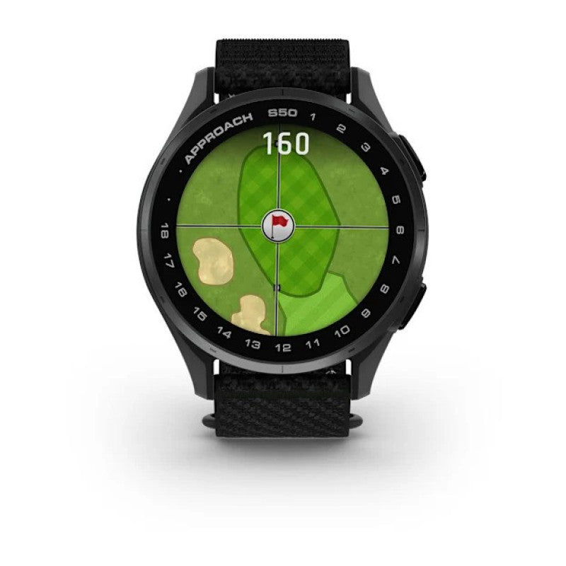 Garmin Approach® S50 Slate Aluminum Bezel with Black ComfortFit Nylon Band