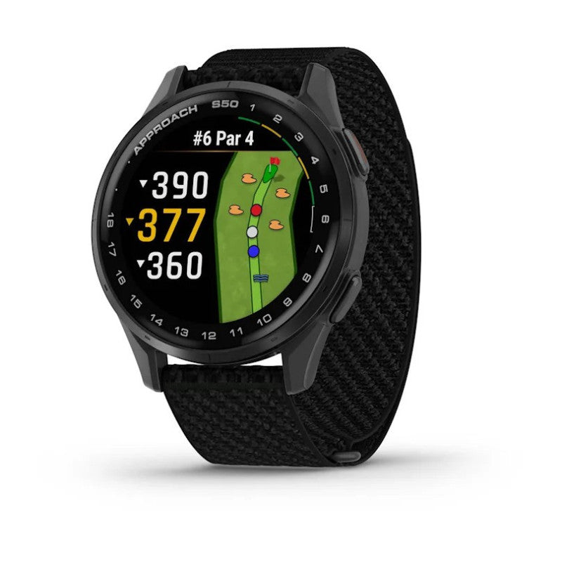 Garmin Approach® S50 Slate Aluminum Bezel with Black ComfortFit Nylon Band