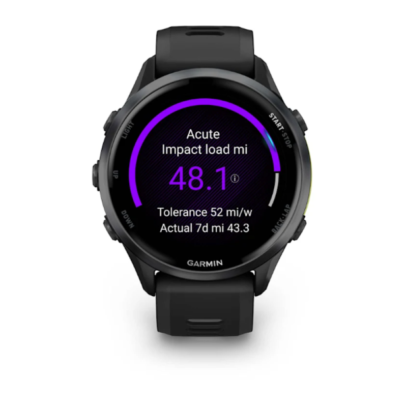 Garmin Forerunner® 970 Carbon Gray DLC Titanium with Black Case and Black/Translucent Whitestone Band