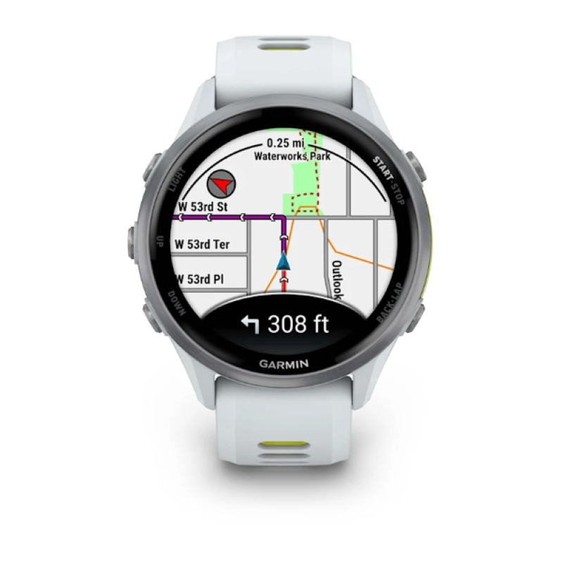 Garmin Forerunner® 970 Titanium with Whitestone Case and Whitestone/Translucent Amp Yellow Band