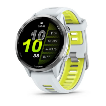 compare product Garmin Forerunner® 970 Titanium with Whitestone Case and Whitestone/Translucent Amp Yellow Band