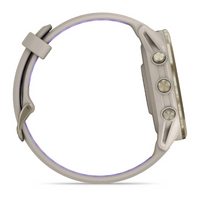 Garmin Forerunner® 970 Soft Gold Titanium with French Gray Case and French Gray/Translucent Indigo Band