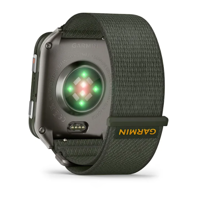 Garmin Venu® X1 Moss with Titanium Caseback and Moss ComfortFit Nylon Band