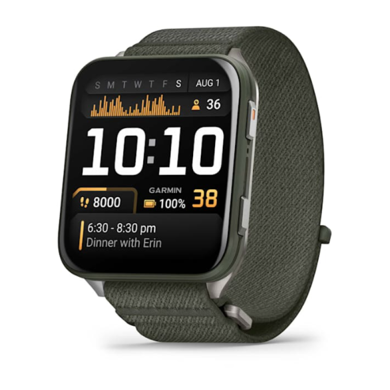 Garmin Venu® X1 Moss with Titanium Caseback and Moss ComfortFit Nylon Band