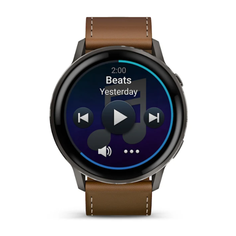 Garmin Venu® 4 – 45 mm Slate with Black Silicone Band and Brown Leather Band