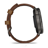 Garmin Venu® 4 – 45 mm Slate with Black Silicone Band and Brown Leather Band
