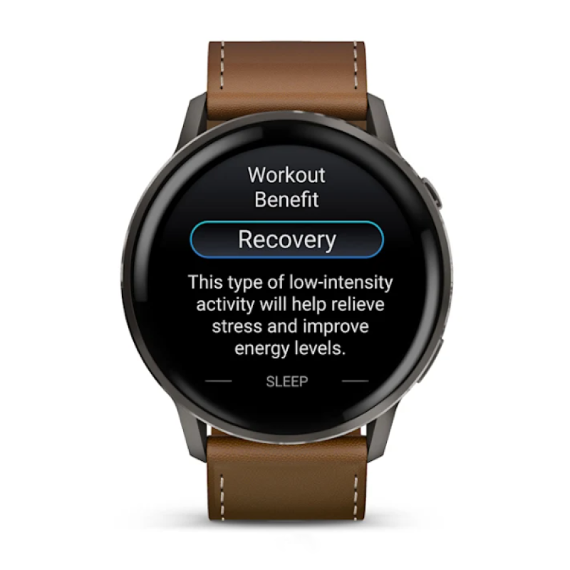 Garmin Venu® 4 – 45 mm Slate with Black Silicone Band and Brown Leather Band