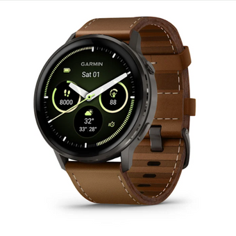 compare product Garmin Venu® 4 – 45 mm Slate with Black Silicone Band and Brown Leather Band