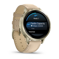 Garmin Venu® 4 – 41 mm Lunar Gold with Bone Silicone Band and Light Sand Leather Band