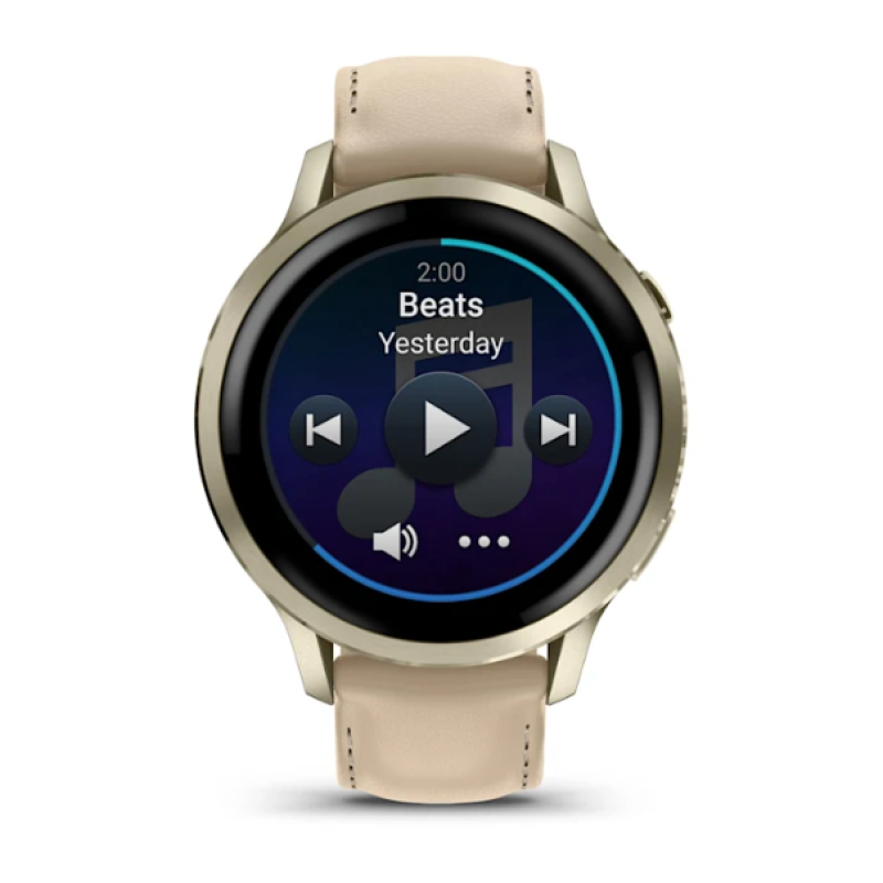 Garmin Venu® 4 – 41 mm Lunar Gold with Bone Silicone Band and Light Sand Leather Band