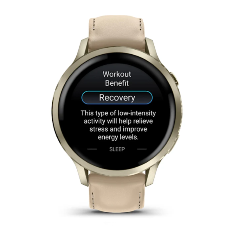 Garmin Venu® 4 – 41 mm Lunar Gold with Bone Silicone Band and Light Sand Leather Band