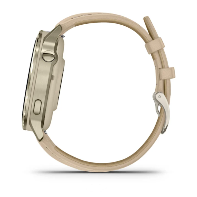 Garmin Venu® 4 – 41 mm Lunar Gold with Bone Silicone Band and Light Sand Leather Band
