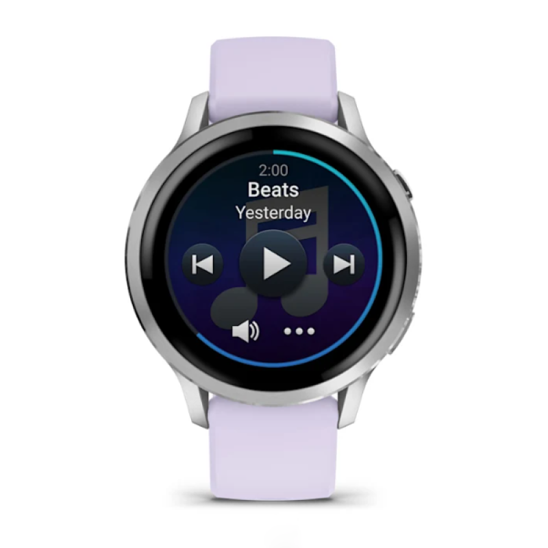 Garmin Venu® 4 – 41 mm Silver with Periwinkle Silicone Band