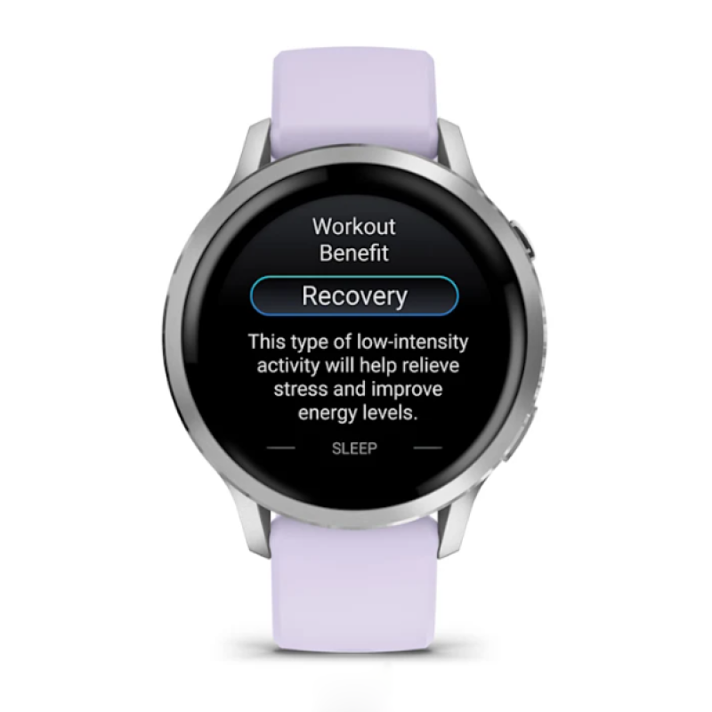 Garmin Venu® 4 – 41 mm Silver with Periwinkle Silicone Band