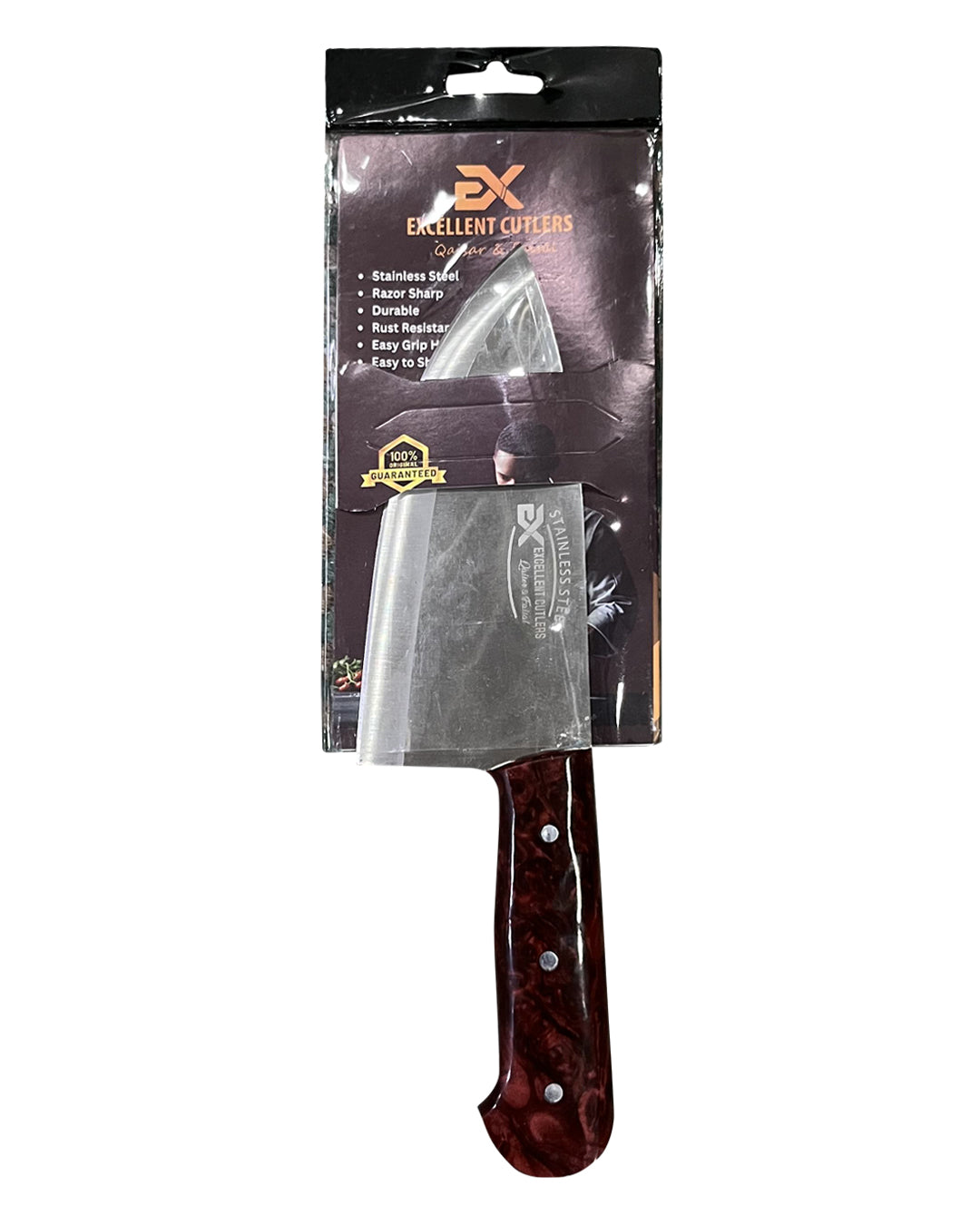 Excellent Cutlers Heavy Duty Mini Cleaver Chopper Knife - 6" (Brown Marble Handle)