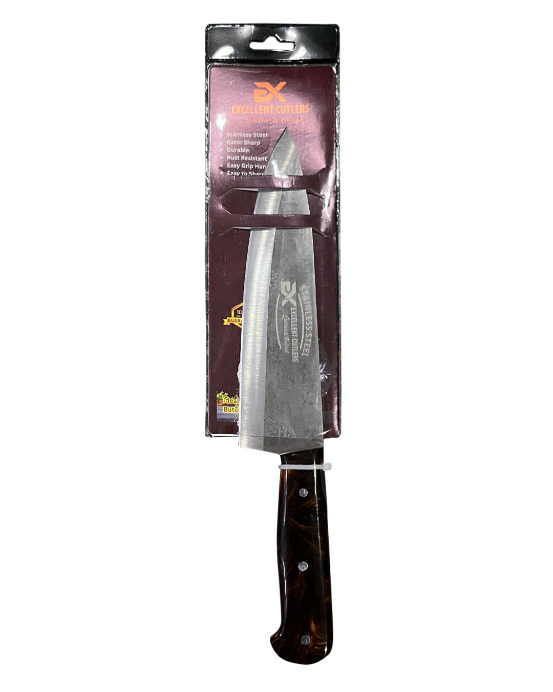 Excellent Cutlers Stainless Steel Kitchen Knife -  (Brown Amber Handle)