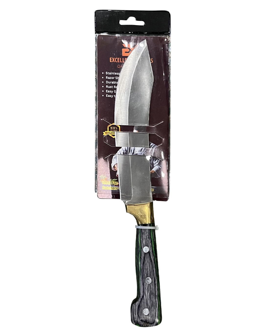 Heavy Duty Stainless Steel Curved Butcher & Skinning Knife - 7"