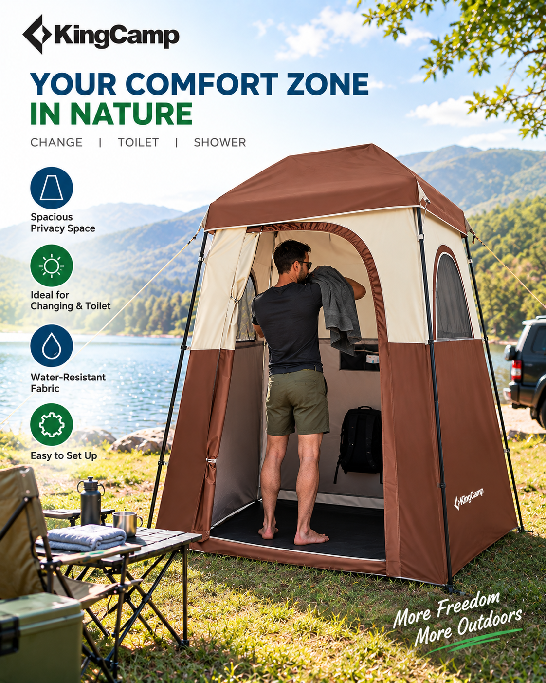 KingCamp Changing/Toilet Tent – Portable Camping Privacy Shelter