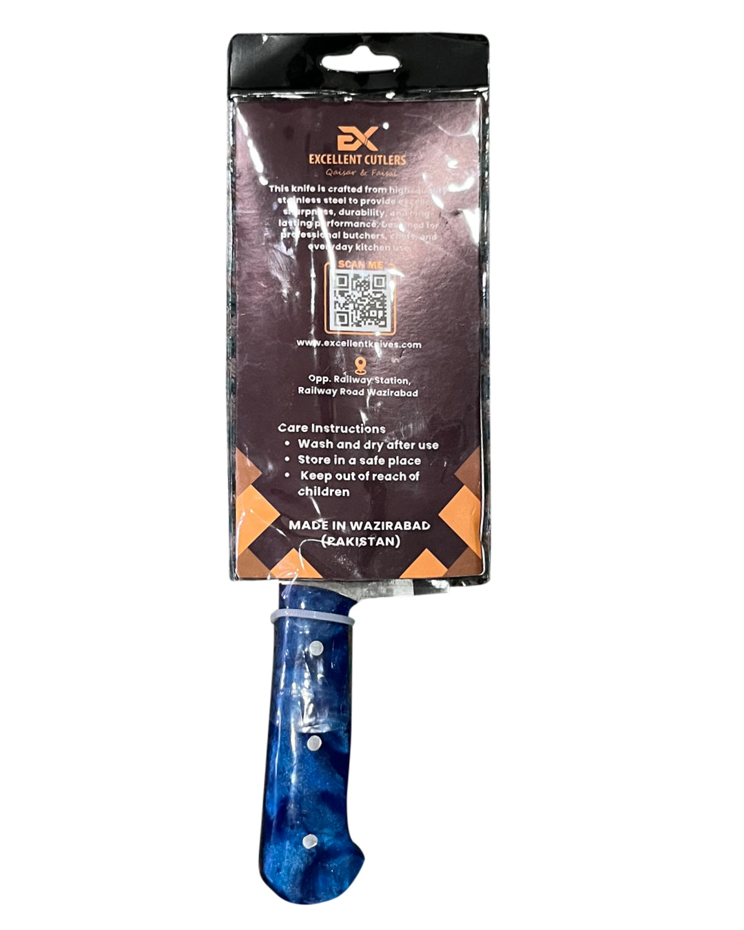 Excellent Cutlers Heavy Duty Mini Cleaver Chopper Knife - 6" (Blue Marble Handle)