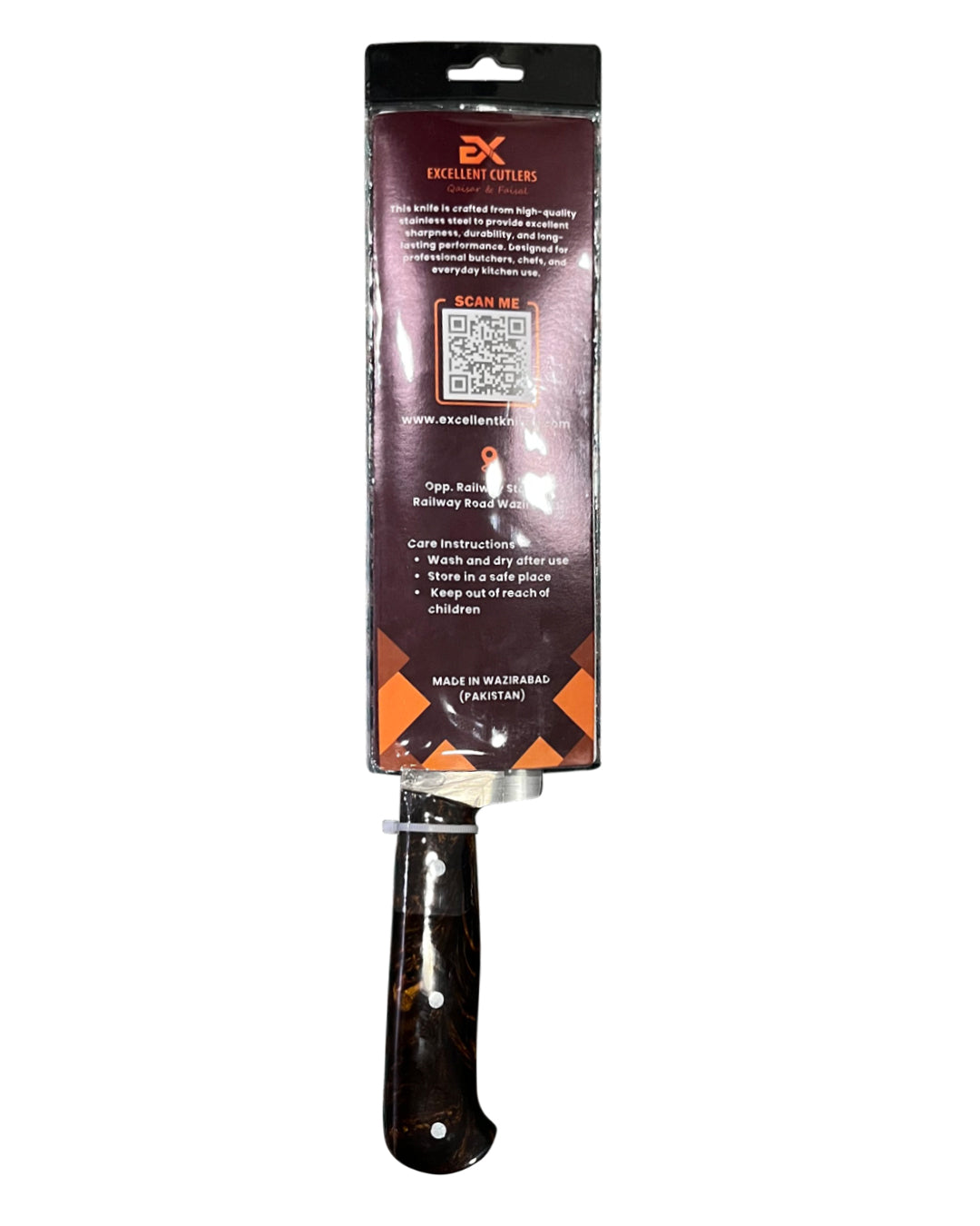 Excellent Cutlers Stainless Steel Kitchen Knife -  (Brown Amber Handle)