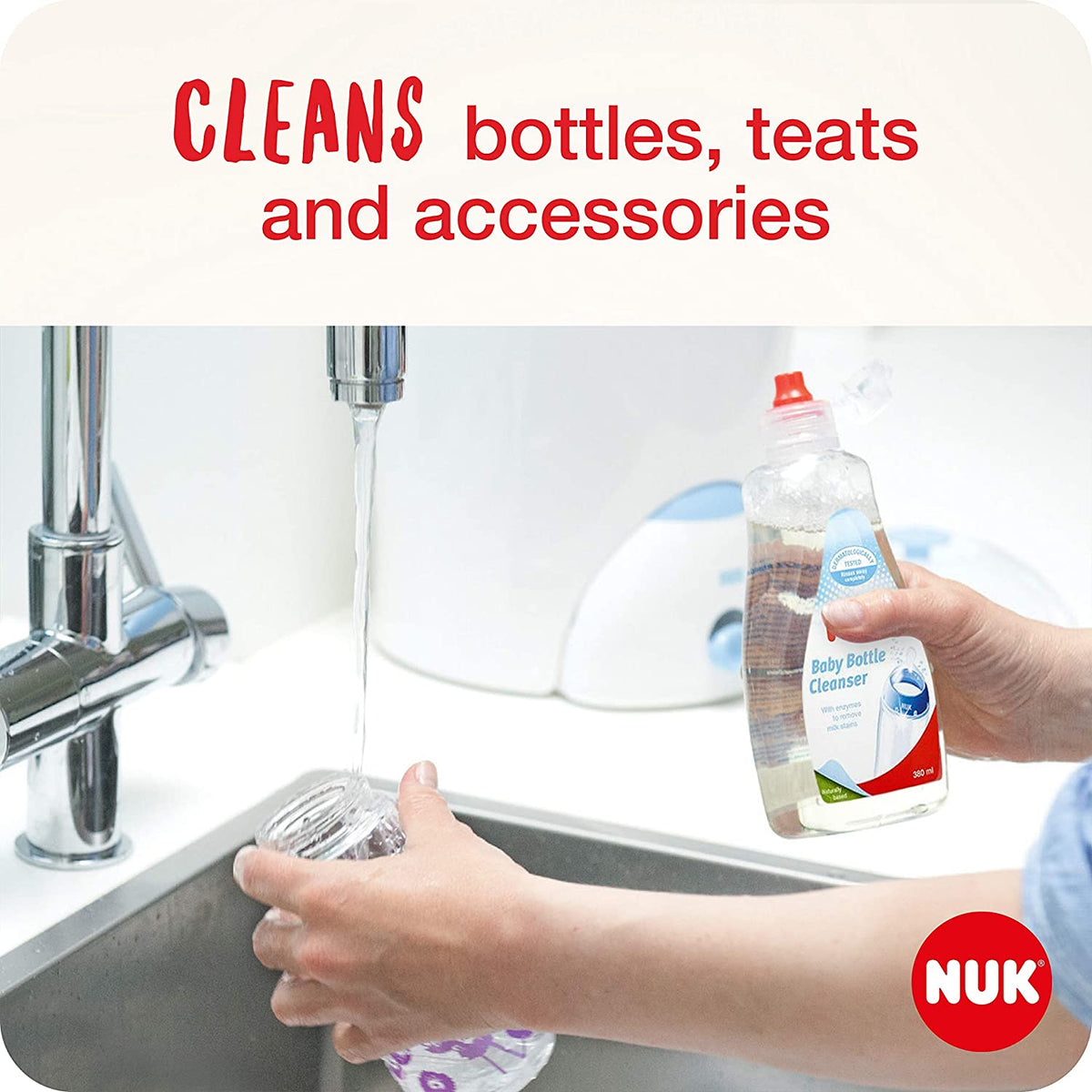 NUK Feeding Combo – Plate, Spoon & FREE Cleanser 500ml
