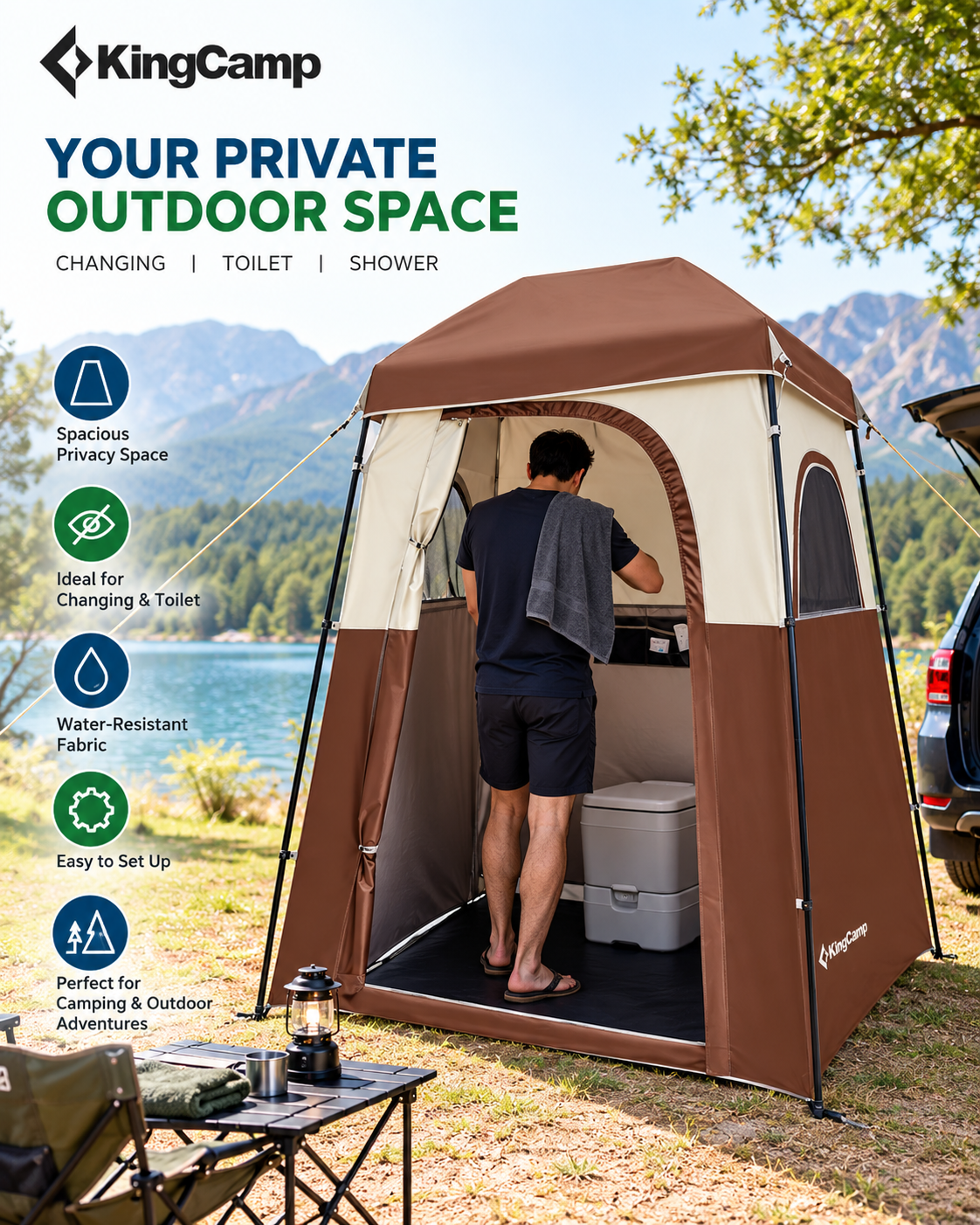 KingCamp Changing/Toilet Tent – Portable Camping Privacy Shelter