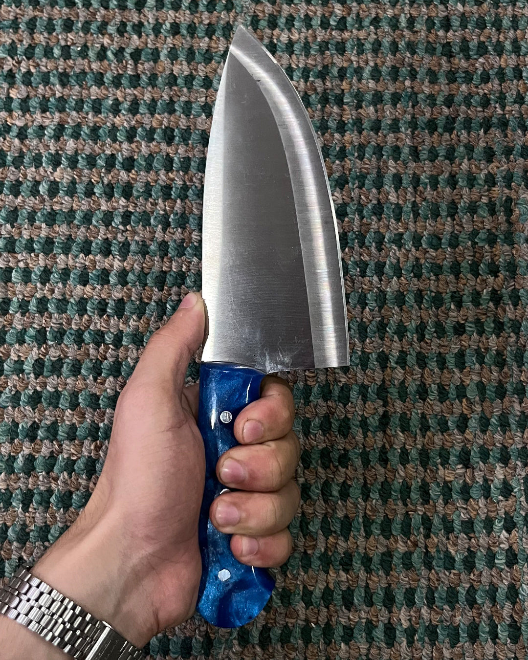 Excellent Cutlers Heavy Duty Mini Cleaver Chopper Knife - 6" (Blue Marble Handle)