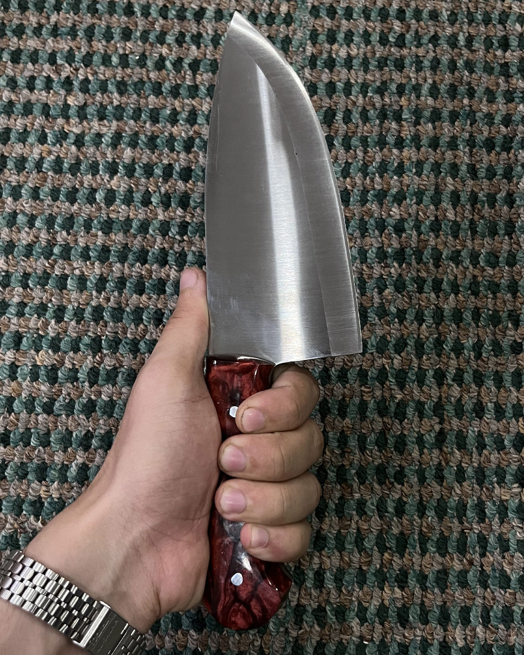 Excellent Cutlers Heavy Duty Mini Cleaver Chopper Knife - 6" (Brown Marble Handle)