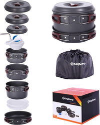 Hard Anodized Aluminum Foldable Camping Cookware 17 Pcs