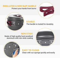 Hard Anodized Aluminum Foldable Camping Cookware 17 Pcs