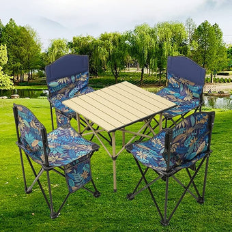 compare product Foldable Outdoor Dining Set with 4 Chairs and Table – Portable Camping Furniture