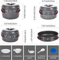 Hard Anodized Aluminum Foldable Camping Cookware 17 Pcs