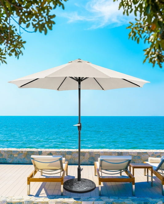 Garden Umbrella 9ft – UV Protected Patio Umbrella with Heavy Concrete Base