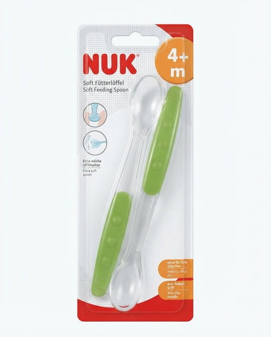NUK Soft Feeding Spoon 4M+ __ 2 Pcs Baby Feeding Spoons